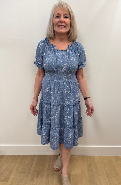 Nira Tiered Dress (Dusty Blue)