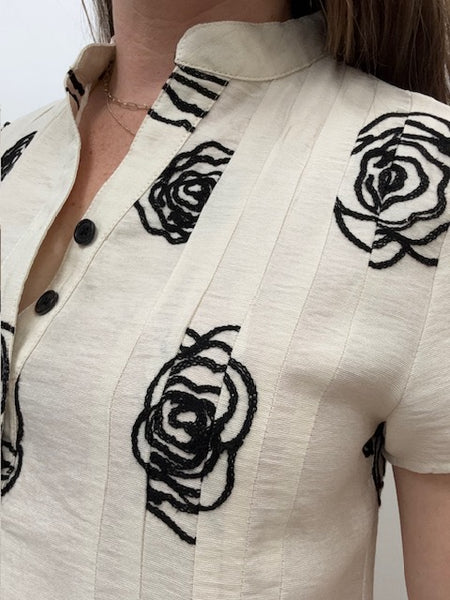 Dina Floral Babydoll Top (Cream)