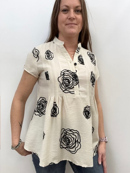 Dina Floral Babydoll Top (Cream)