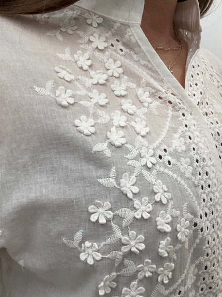 Linda Crochet Detail Top (White)