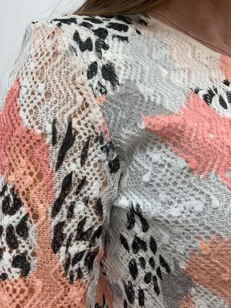 Jade Lace Overlay Print Top