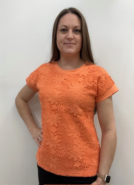 Kela Embroidered Top (Coral)