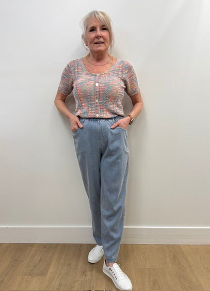 Hallie Knit Denim Jogger (Light Blue)