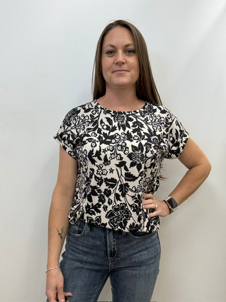 Frankie Tee (Black/White Floral)
