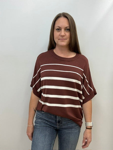 Mary Short Sleeve Sweater (Rum Raisin)