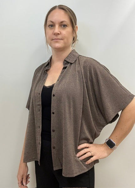 Hailey Button Down Top (Hazel Brown)