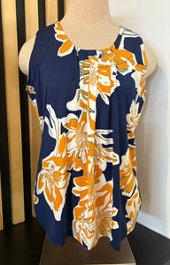 Grace Printed Tank (Navy Mustard)
