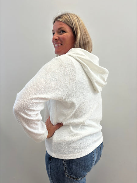 Isla Hoodie Cinched Top (Bright White)