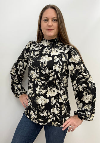 Fransie Blouse (Black Floral)