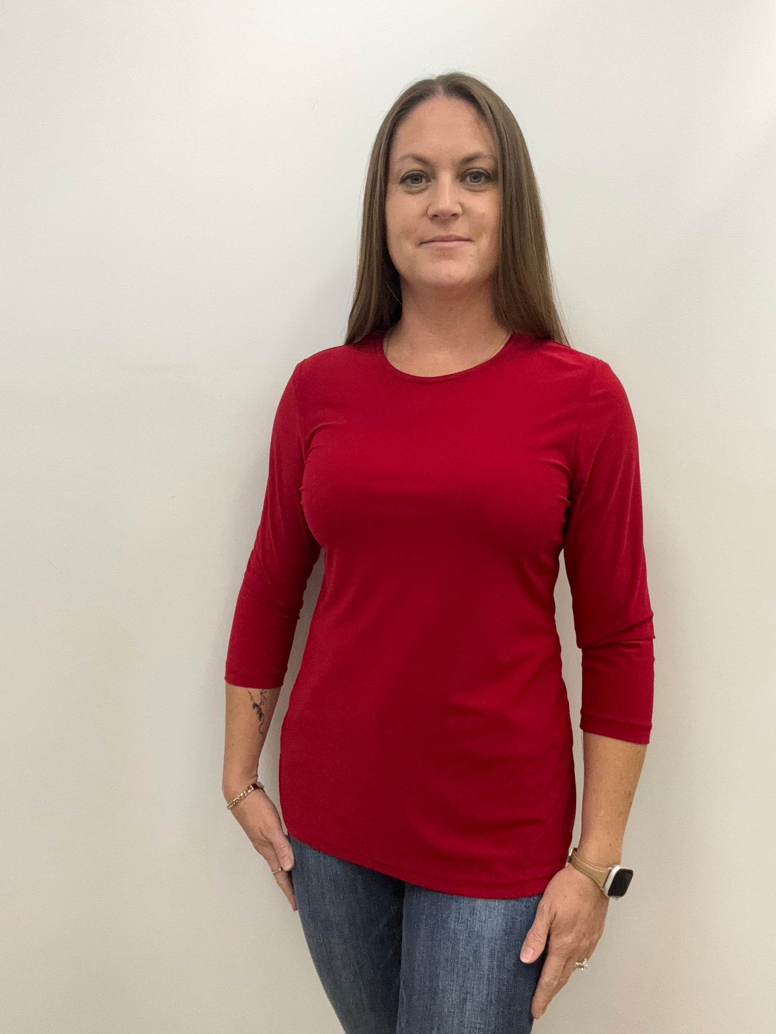 PLUS Selena 3/4 Sleeve Top (Red)