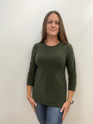 PLUS Selena 3/4 Sleeve Top (Olive)