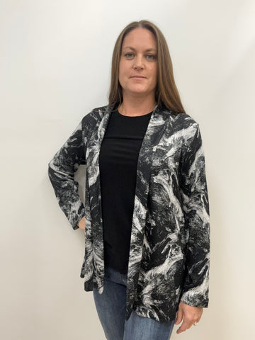 PLUS Martina Open Cardigan (Black/White)