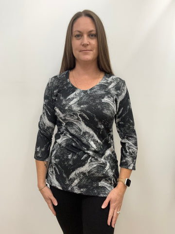 PLUS Martina 3/4 Sleeve Top (Black/White)