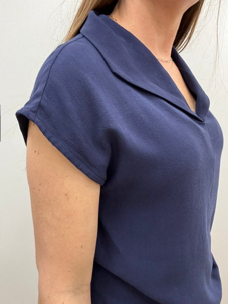Hela V Neck Top (Navy)