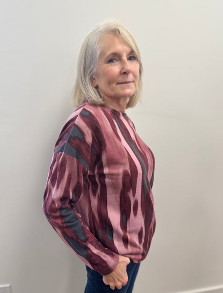 Pieta Patterned Sweater (Roan Rouge Blur)
