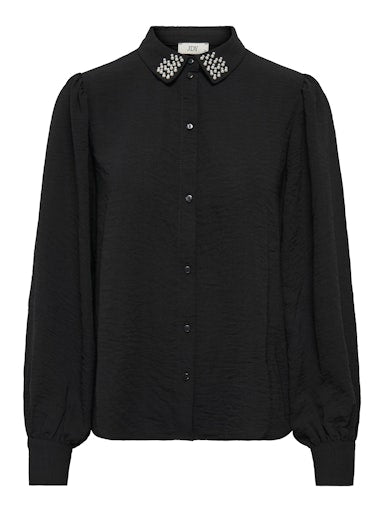Rachel Pearl Detail Chiffon Blouse (Black)
