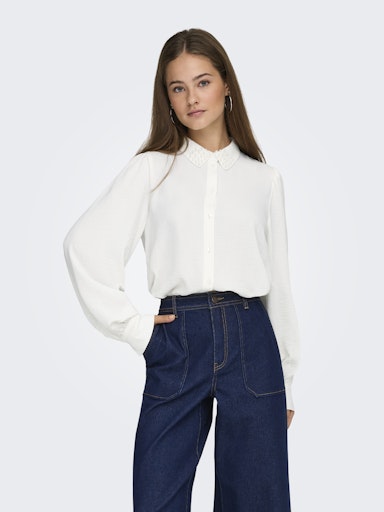 Rachel Pearl Detail Chiffon Blouse (Cream)