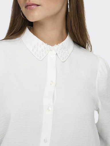 Rachel Pearl Detail Chiffon Blouse (Cream)