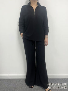 Marion Ribbed Pant (Black)