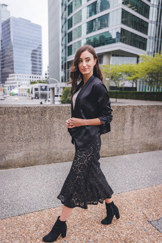 Lannie Satin Blazer Jacket (Black)