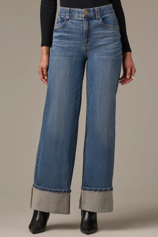 Skyrise Wide Leg Cuff Jean (Mid Blue Artisinal)