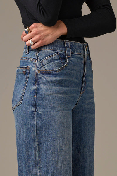 Skyrise Wide Leg Cuff Jean (Mid Blue Artisinal)