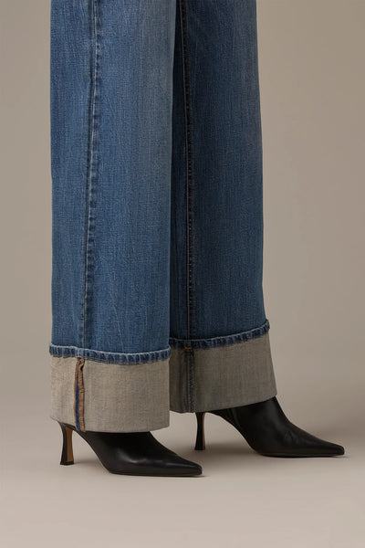 Skyrise Wide Leg Cuff Jean (Mid Blue Artisinal)