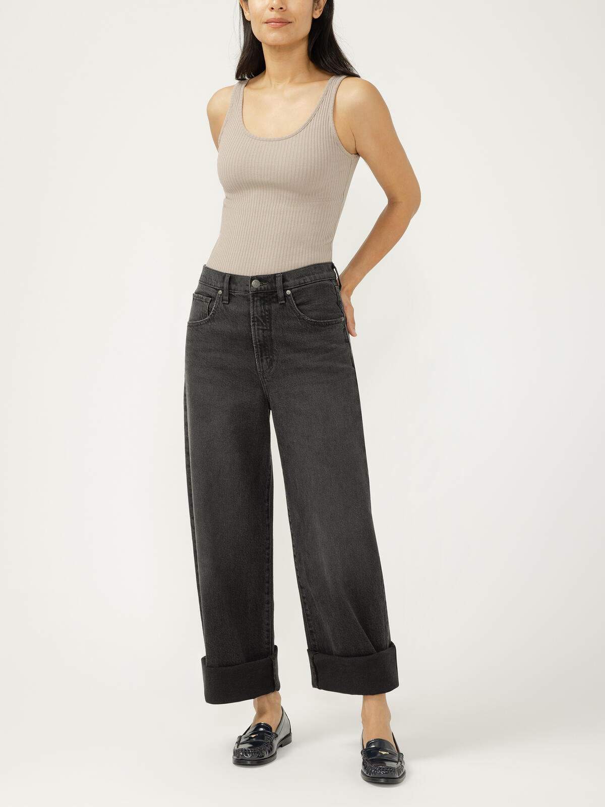 Be Easy Wide Leg Crop Jean (Onyx)