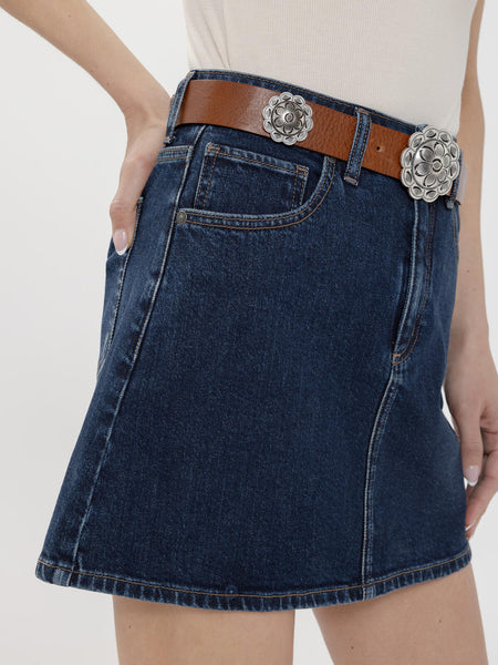 Silver Denim Skirt (Radiant Blue)