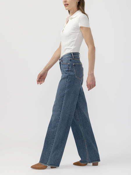 Silver V Front Wide Leg Jean (Rooted Blue)