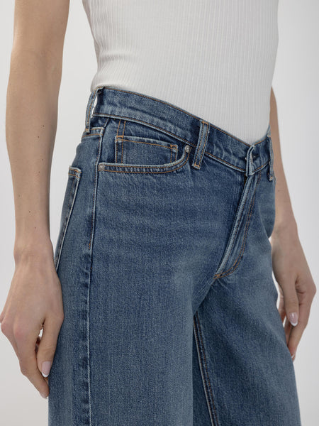 Silver V Front Wide Leg Jean (Rooted Blue)