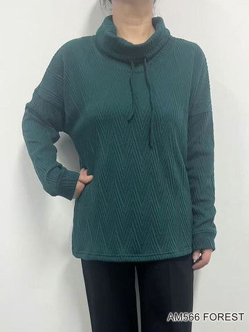 Katie Chevron Cowl Sweater (Green)