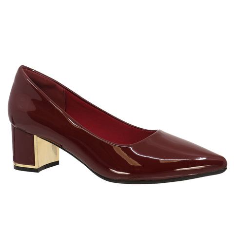 Mila Patent Look Closed Shoe (Burgundy)