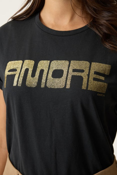 Amore Cotton  T-Shirt (Black)