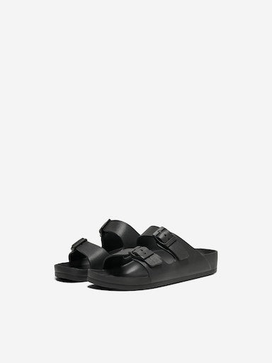 Christy Rubber Roman Sandal (Black)