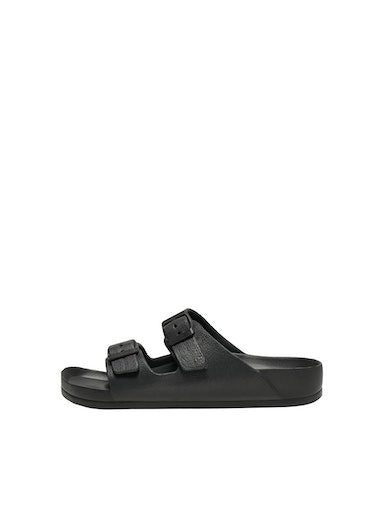 Christy Rubber Roman Sandal (Black)