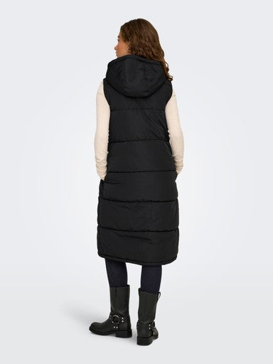 Alina Long Puffer Vest (Black)
