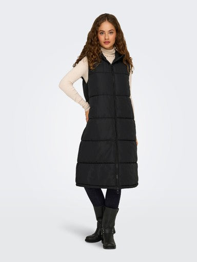 Alina Long Puffer Vest (Black)
