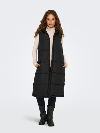 Alina Long Puffer Vest (Black)