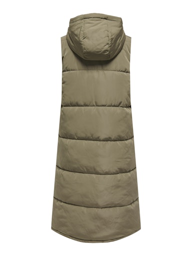 Alina Long Puffer Vest (Taupe)