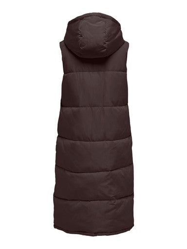 Alina Long Puffer Vest (Coffee)