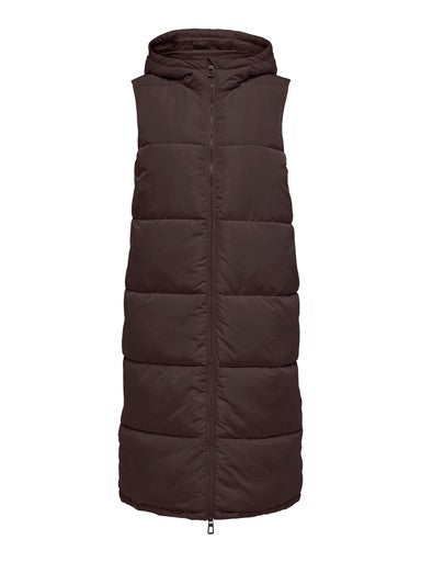Alina Long Puffer Vest (Coffee)
