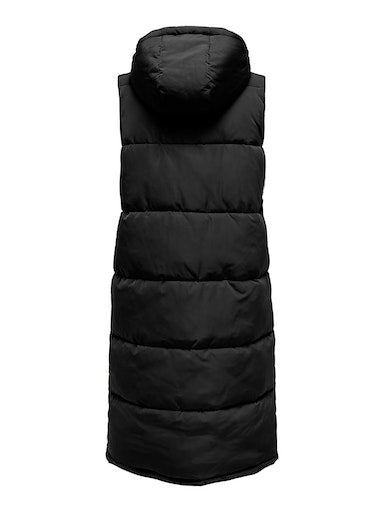 Alina Long Puffer Vest (Black)