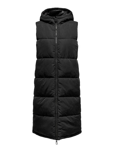 Alina Long Puffer Vest (Black)