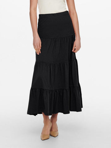 Maya Cotton Maxi Skirt (Black)