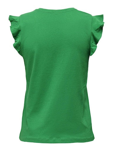 Maya Cotton Frill Top (Bright Green)