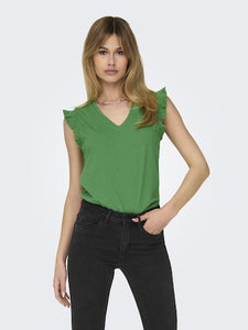Maya Cotton Frill Top (Bright Green)