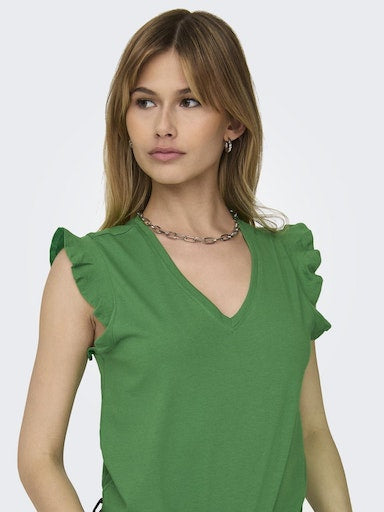 Maya Cotton Frill Top (Bright Green)