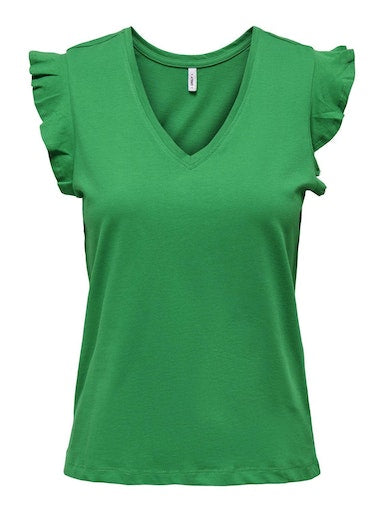Maya Cotton Frill Top (Bright Green)