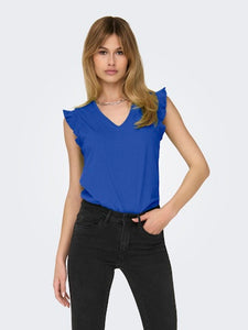 Maya Cotton Frill Top (Brilliant Blue)